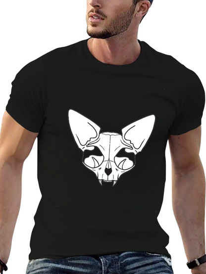 Skull Cat Graphic Tee - Black T-Shirt