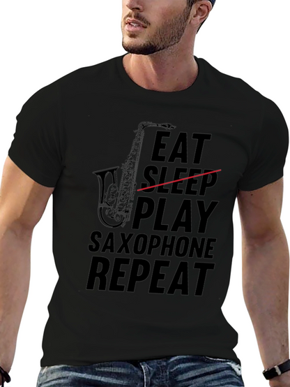 Eat Sleep Play Saxophone Repeat Graphic Tee