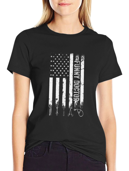 Funny Doctor American Flag Graphic Tee