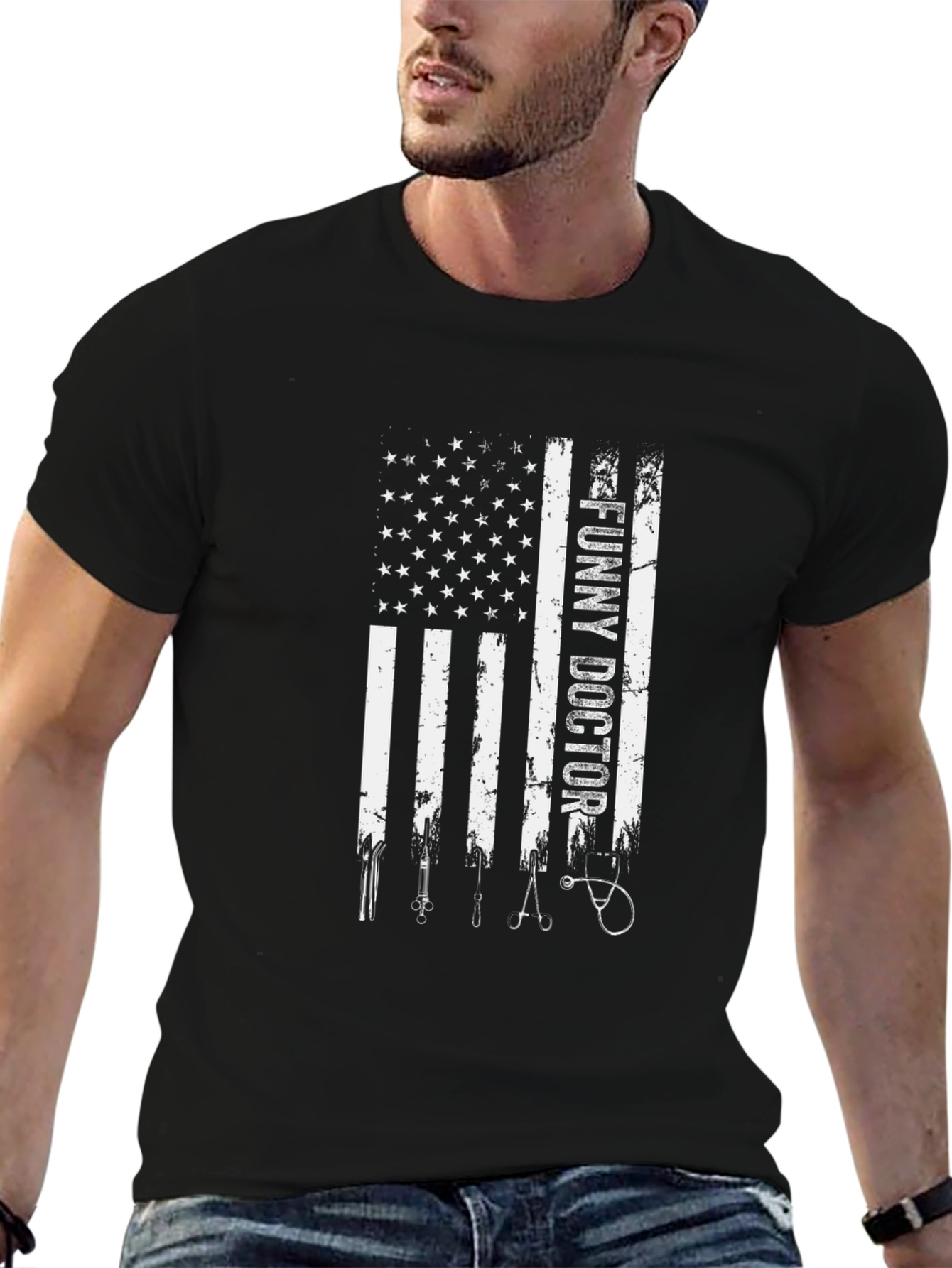 Funny Doctor American Flag Graphic Tee