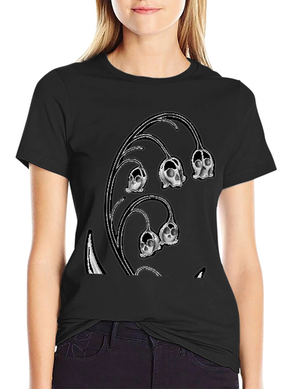 Skull Lily of the Valley Black T-Shirt