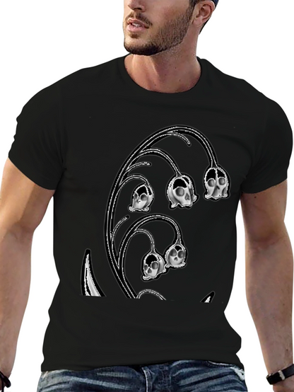 Skull Lily of the Valley Black T-Shirt