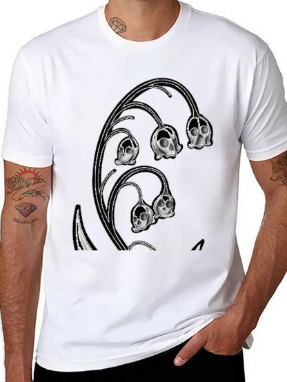 Skull Lily of the Valley Black T-Shirt