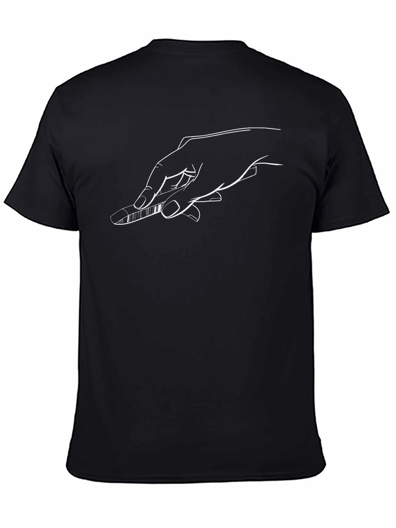 Piano Hand Tee - Unisex Black Cotton T-Shirt