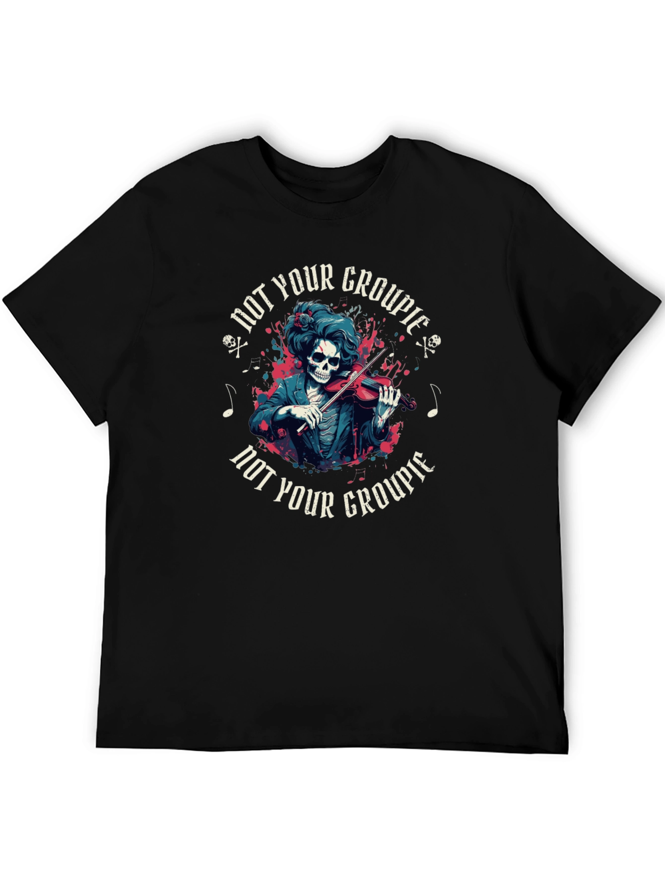Not Your Groupie Skeleton Violinist Black T-Shirt