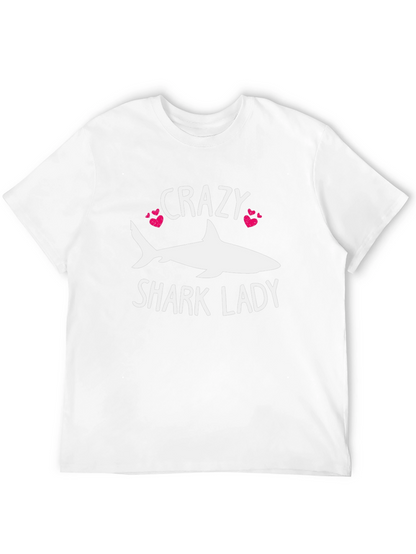 Crazy Shark Lady T-Shirt - Novelty Graphic Tee