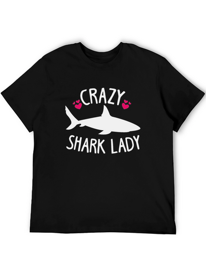 Crazy Shark Lady T-Shirt - Novelty Graphic Tee