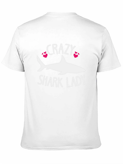 Crazy Shark Lady T-Shirt - Novelty Graphic Tee