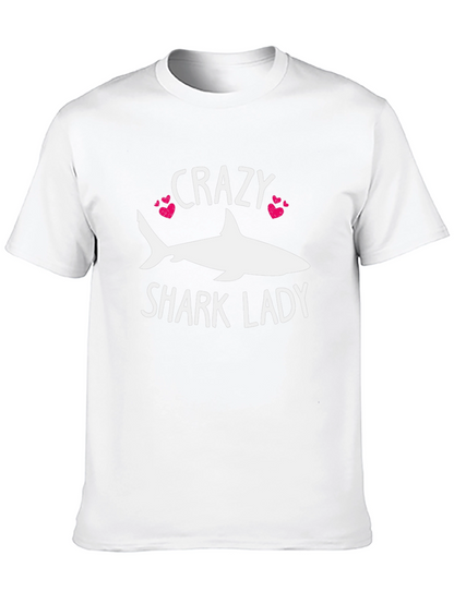 Crazy Shark Lady T-Shirt - Novelty Graphic Tee