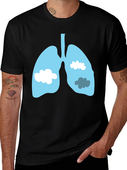 Lungs & Clouds Graphic Tee - Black Cotton T-Shirt