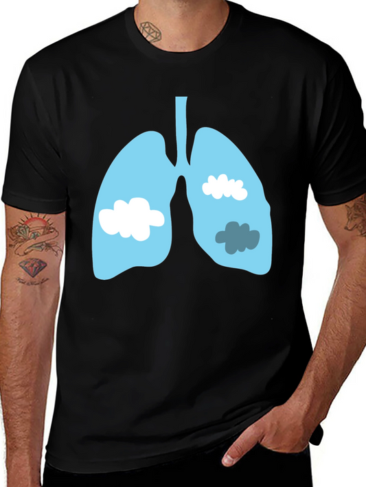 Lungs & Clouds Graphic Tee - Black Cotton T-Shirt