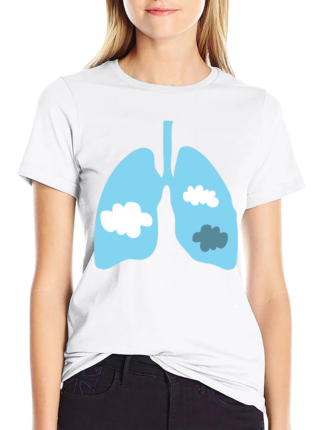 Lungs & Clouds Graphic Tee - Black Cotton T-Shirt