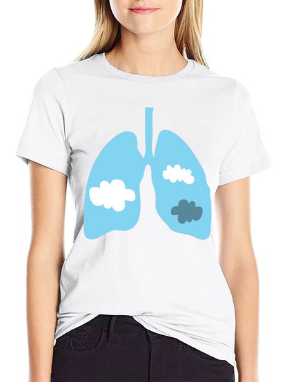 Lungs & Clouds Graphic Tee - Black Cotton T-Shirt