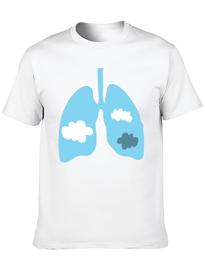 Lungs & Clouds Graphic Tee - Black Cotton T-Shirt