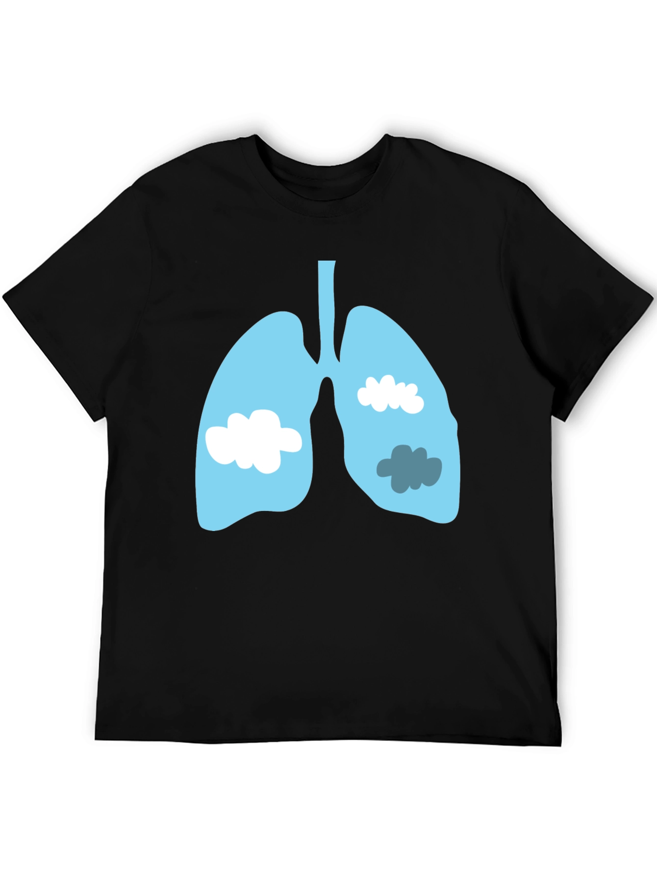 Lungs & Clouds Graphic Tee - Black Cotton T-Shirt