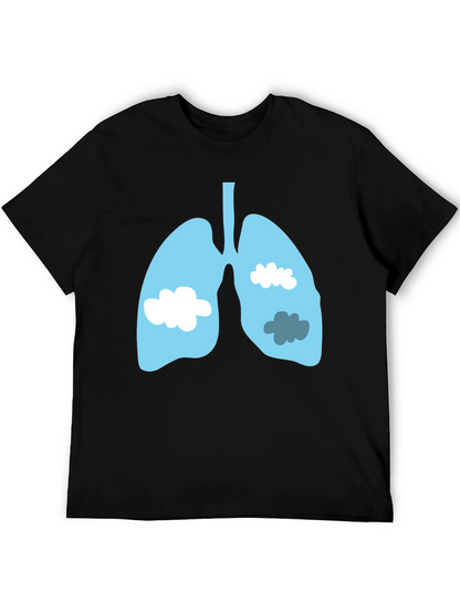 Lungs & Clouds Graphic Tee - Black Cotton T-Shirt