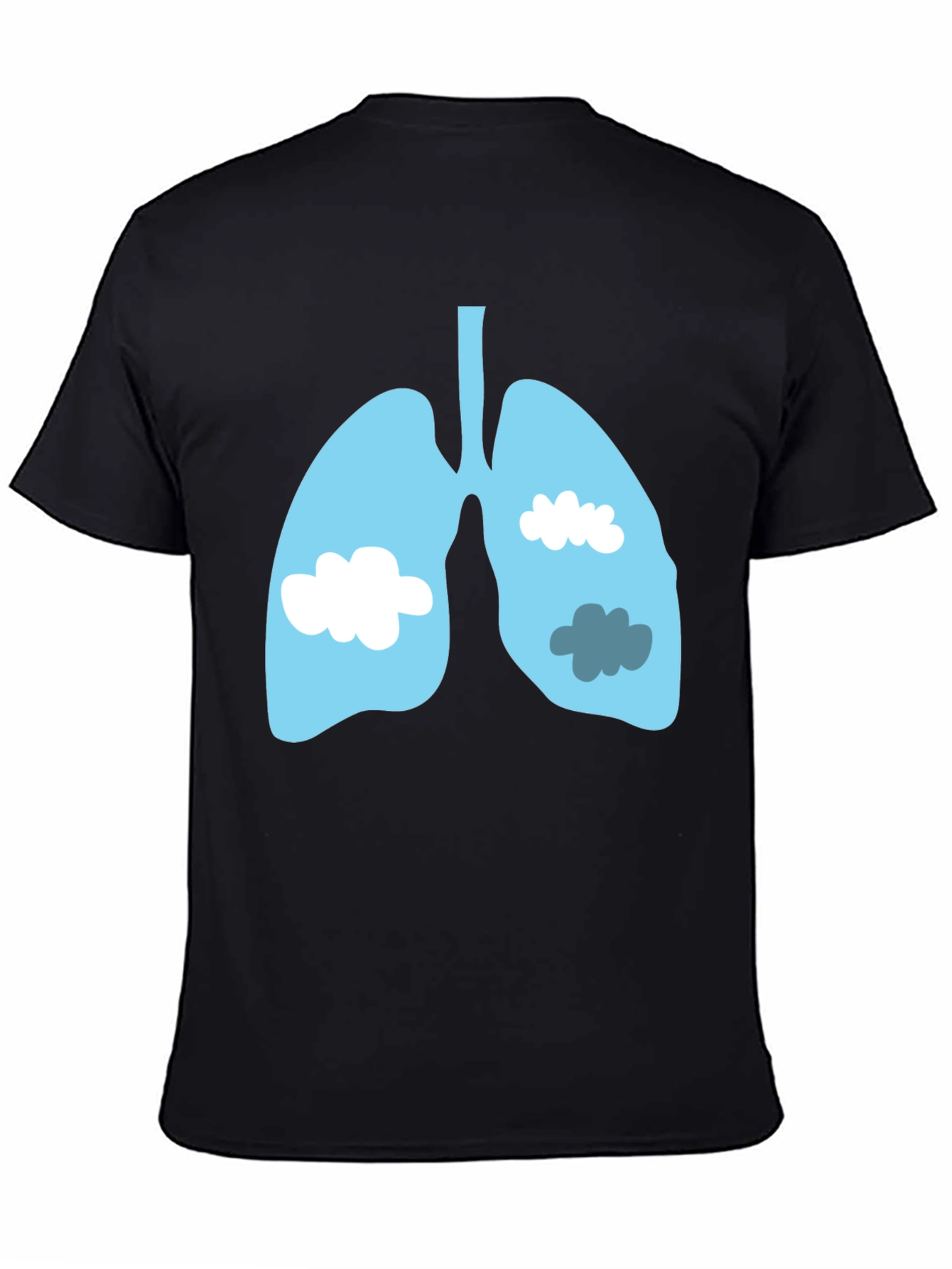 Lungs & Clouds Graphic Tee - Black Cotton T-Shirt