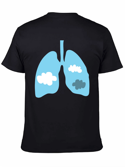 Lungs & Clouds Graphic Tee - Black Cotton T-Shirt