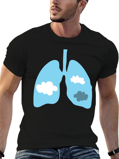 Lungs & Clouds Graphic Tee - Black Cotton T-Shirt