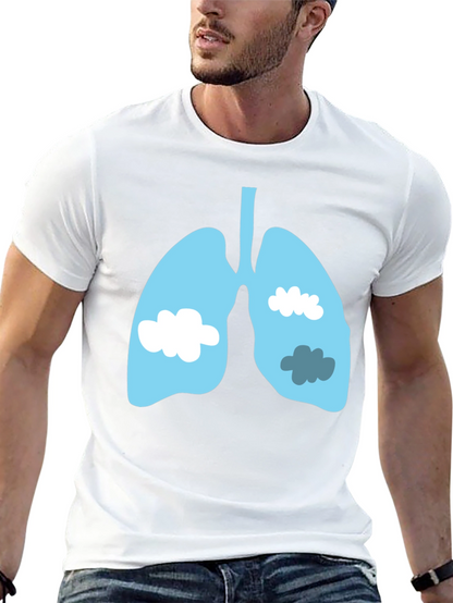 Lungs & Clouds Graphic Tee - Black Cotton T-Shirt