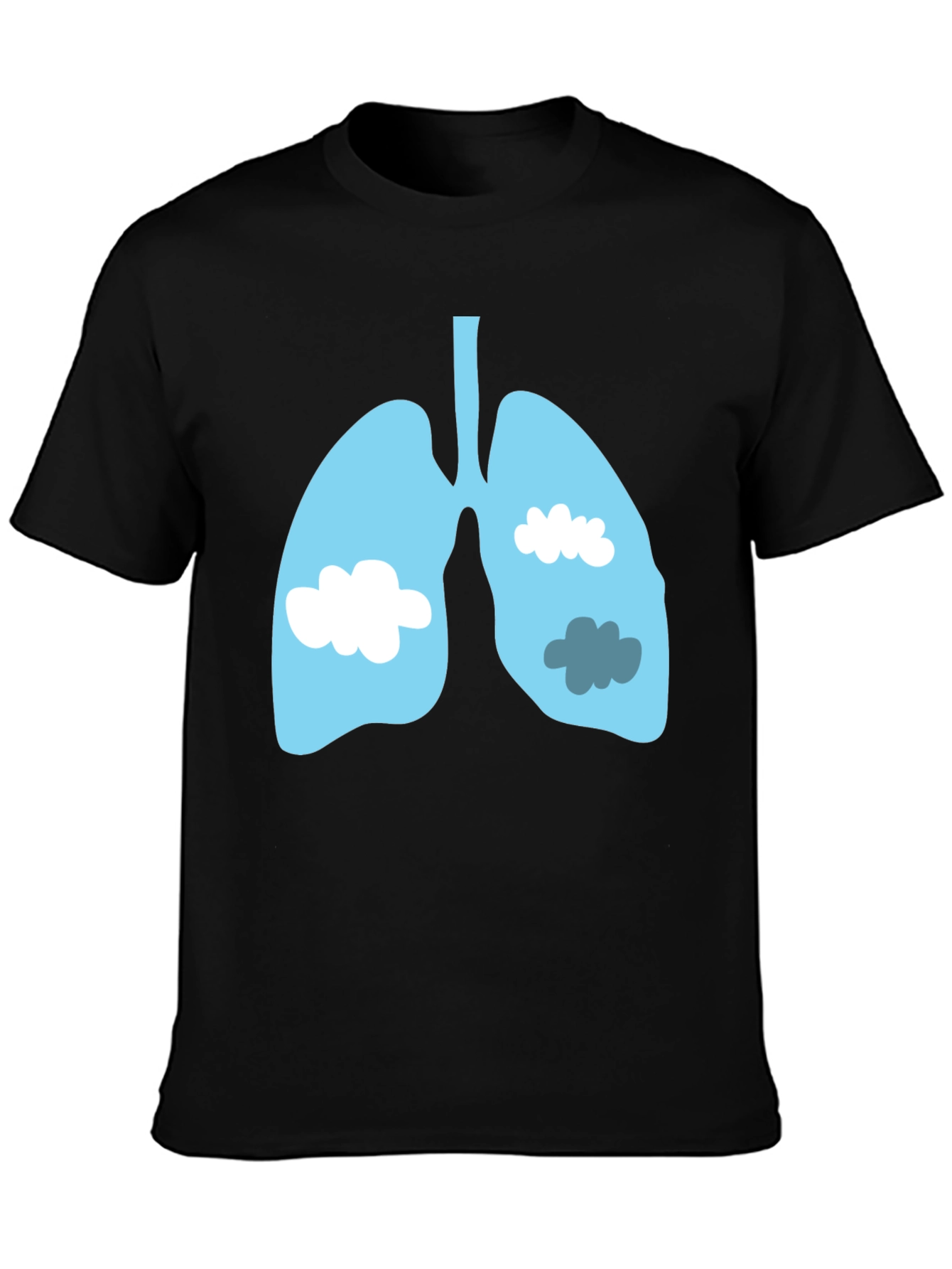 Lungs & Clouds Graphic Tee - Black Cotton T-Shirt