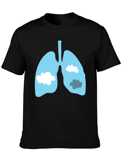 Lungs & Clouds Graphic Tee - Black Cotton T-Shirt