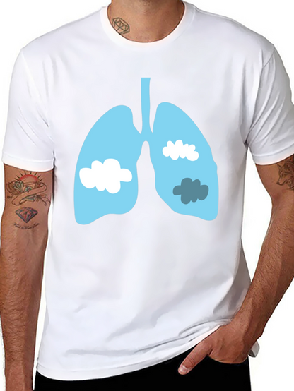 Lungs & Clouds Graphic Tee - Black Cotton T-Shirt