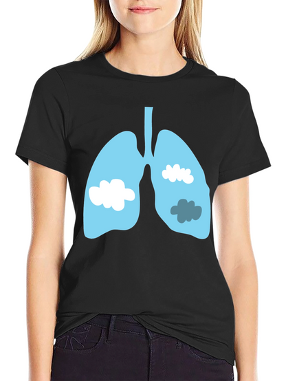 Lungs & Clouds Graphic Tee - Black Cotton T-Shirt