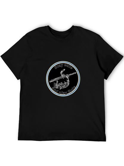 Stay Cute and Play Flute Black Graphic Tee