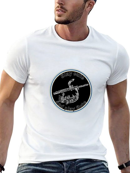 Stay Cute and Play Flute Black Graphic Tee