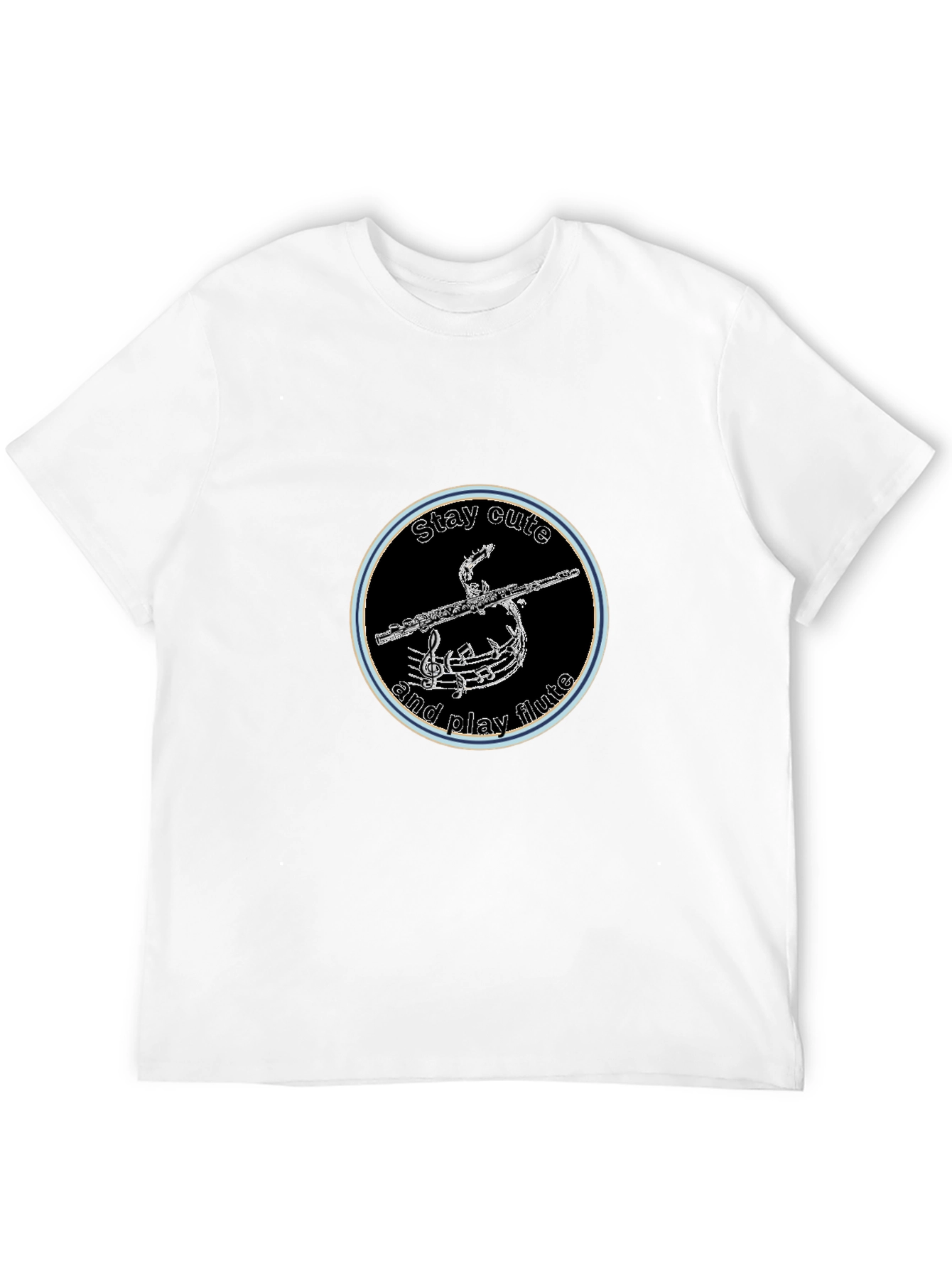 Stay Cute and Play Flute Black Graphic Tee