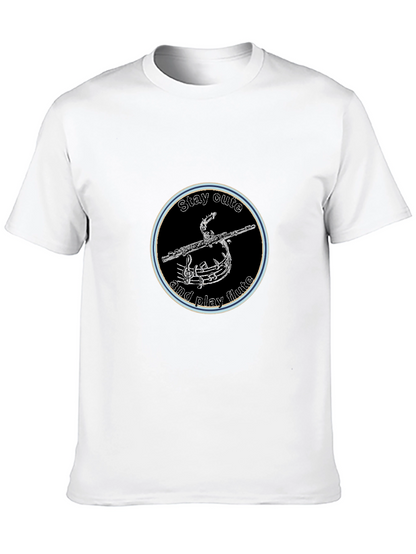 Stay Cute and Play Flute Black Graphic Tee