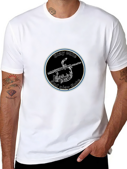 Stay Cute and Play Flute Black Graphic Tee