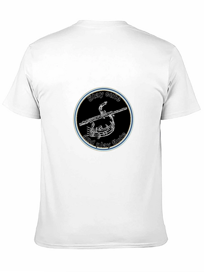 Stay Cute and Play Flute Black Graphic Tee