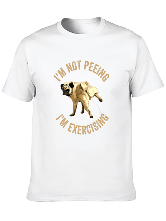 Funny Pug Exercising Black T-Shirt