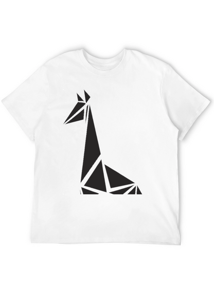 Geometric Giraffe Graphic Tee - Black