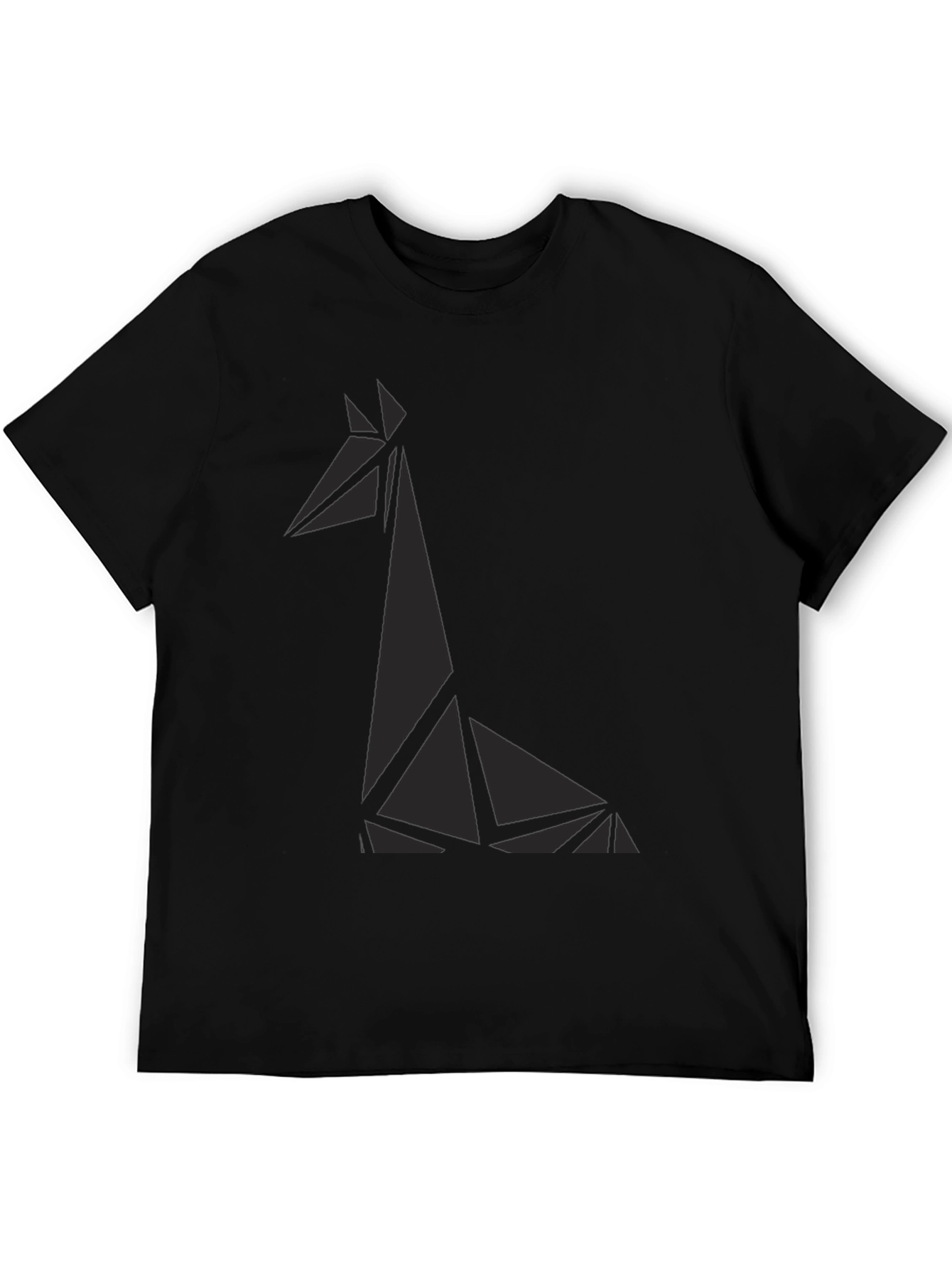 Geometric Giraffe Graphic Tee - Black