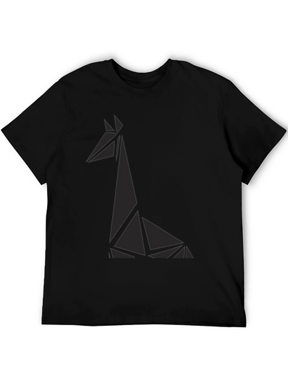 Geometric Giraffe Graphic Tee - Black