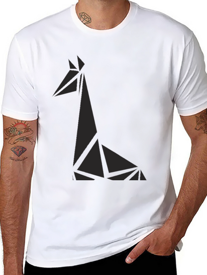 Geometric Giraffe Graphic Tee - Black