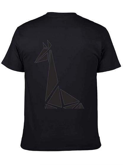 Geometric Giraffe Graphic Tee - Black