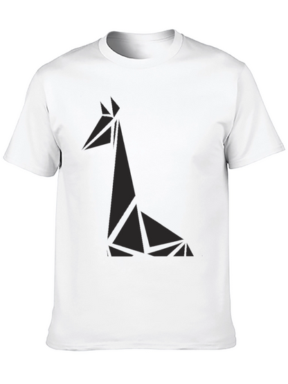 Geometric Giraffe Graphic Tee - Black