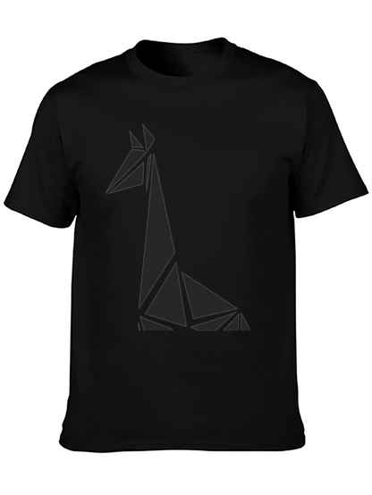 Geometric Giraffe Graphic Tee - Black