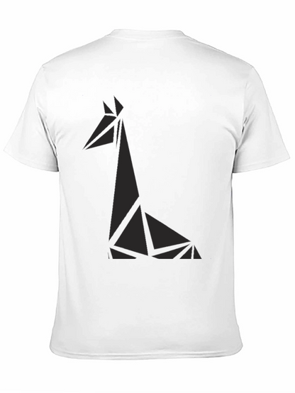 Geometric Giraffe Graphic Tee - Black