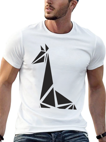 Geometric Giraffe Graphic Tee - Black