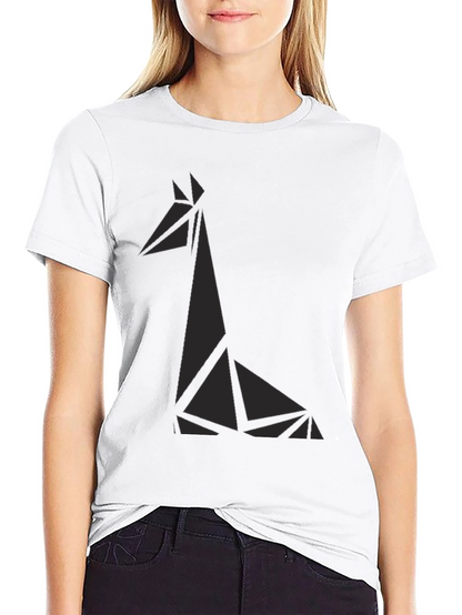 Geometric Giraffe Graphic Tee - Black