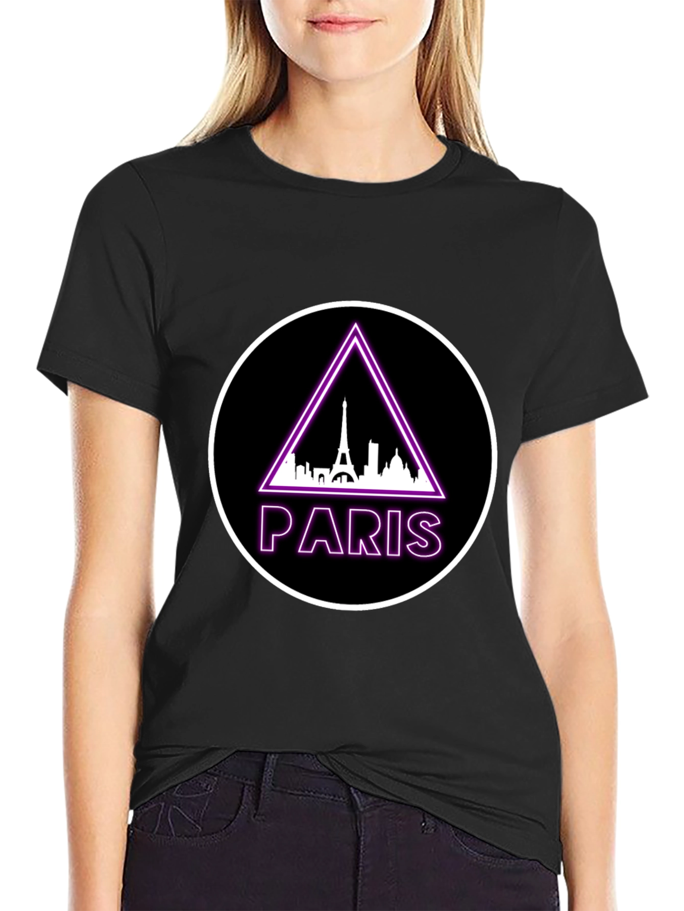 Paris Eiffel Tower Graphic Tee - Black