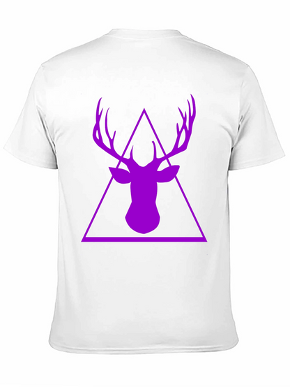 Purple Deer Triangle Graphic Black T-Shirt