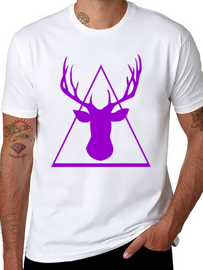 Purple Deer Triangle Graphic Black T-Shirt