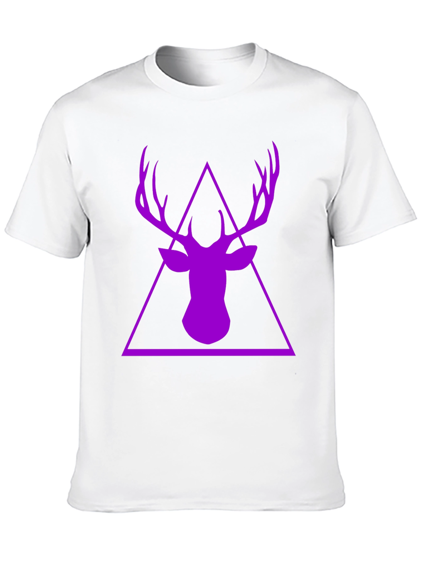 Purple Deer Triangle Graphic Black T-Shirt