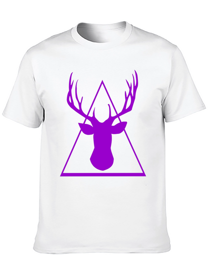 Purple Deer Triangle Graphic Black T-Shirt